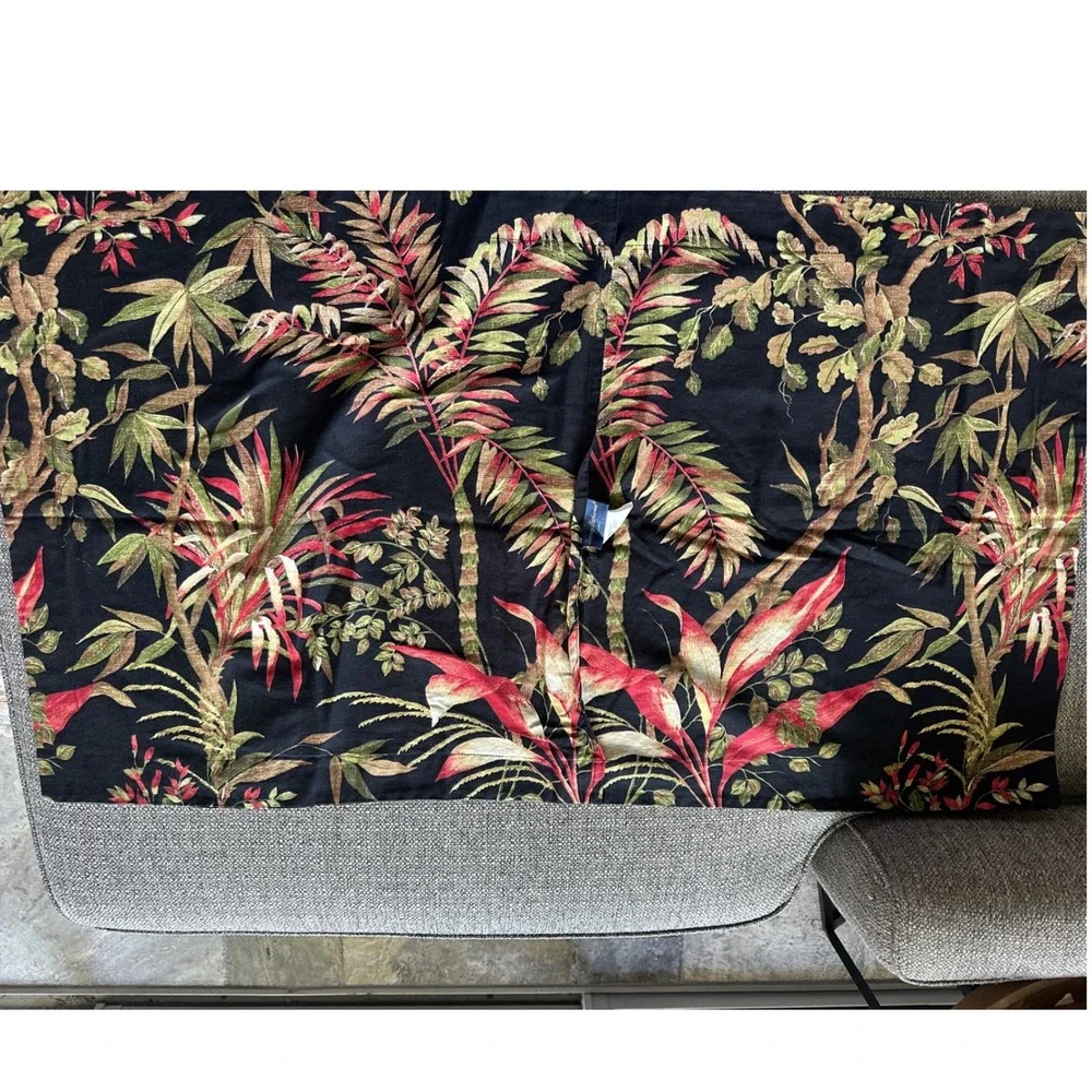 Tommy Bahama Home King Pillow Shams Jungle Drive Leaf Floral Black se of 2 EUC